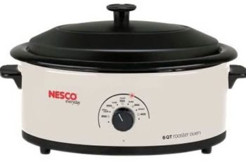 1. Nesco 6 Quart Capacity Ivory Porcelain Cookwell Roaster Ovens with Lid