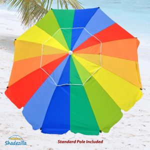 10. 8ft Premium Heavy Duty Fiberglass Beach Umbrella (Rainbow UPF 100)