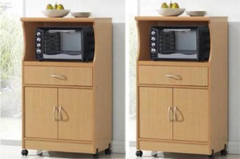 10. Hodedah Microwave Cart Stand above Drawer and Cabinet Below