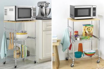 2. Whitmor Supreme Rolling Microwave Carts with Locking Wheels