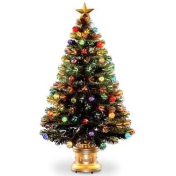 #3. Fiber Optic Ornament Fireworks Tree With Gold Top Star