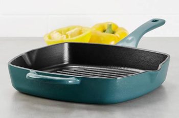 5. Ayesha Curry 46963 Cast Iron Grill Frying Pan & Twilight Teal