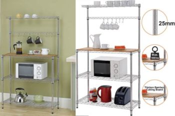 5. Finnhomy 4-Tier Adjustable Kitchen Bakers Rack Kitchen Cart Microwave Stand with Shelves