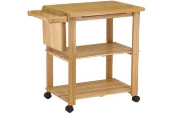 6. Winsome Mario Natural Wood Kitchen Microwave Cart