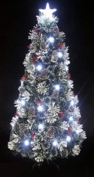 #8. Snowy White Pine Pre-lit Flocked Christmas Tree