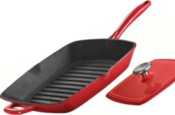 9. Tramontina Enameled Cast Iron Grill Pans with Press