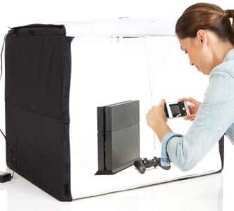 2. AmazonBasics Portable Foldable Photo Studio Box w/ LED Light